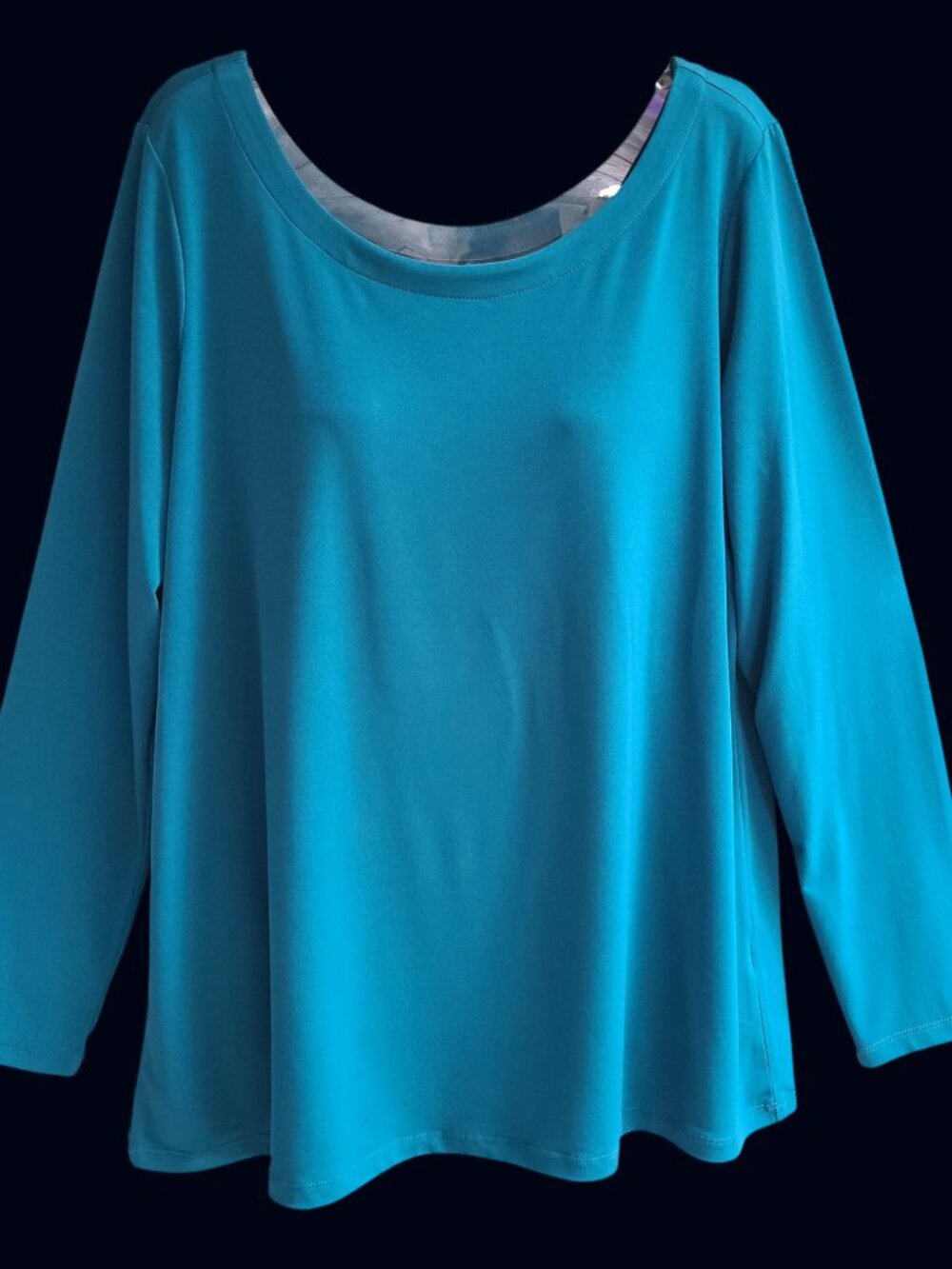 Susan Graver Womens Modern Essentials Top Blouse Long Sleeves Pine Green Size L